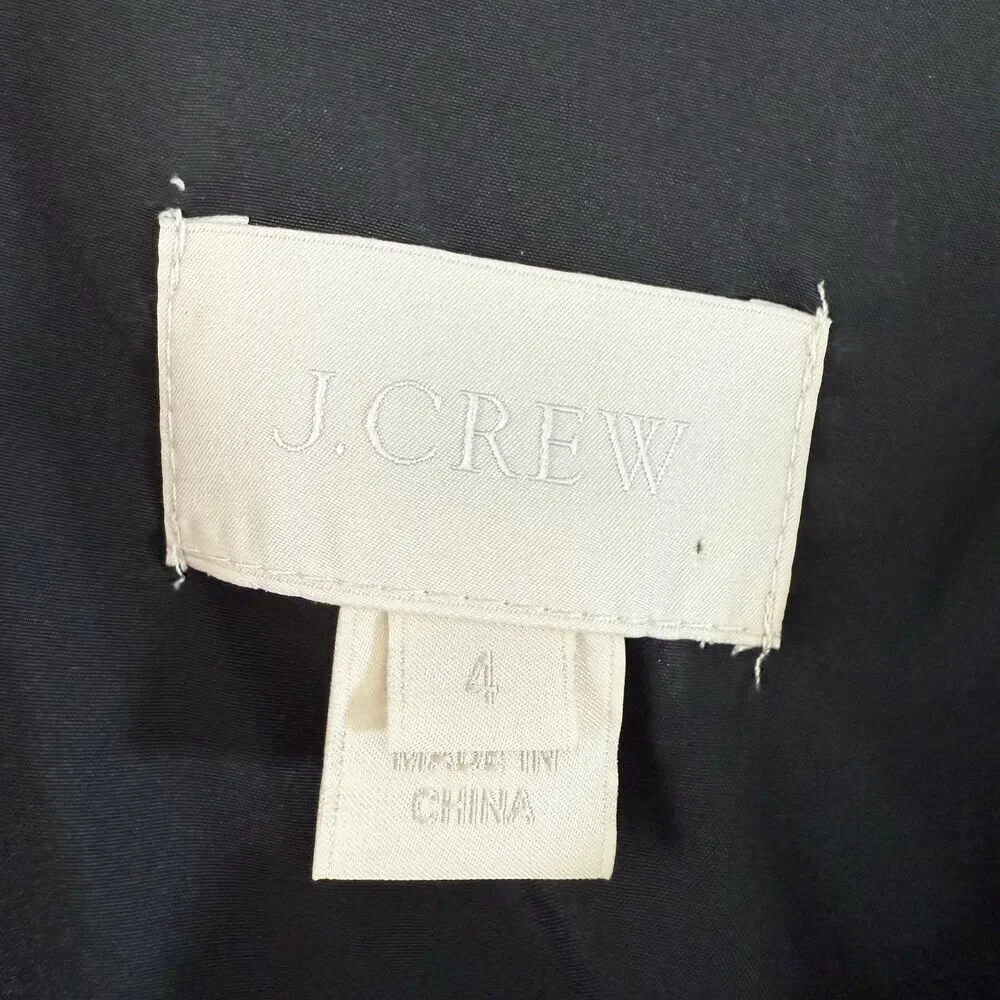 J. Crew Silk Knee Length Dress Women's 4 Black Side Zip Lightweight Sleeveless